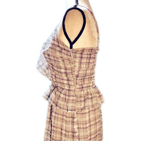 Lenon Plaid Smocked Ruffle Dress Sz M - Picture 6 of 8